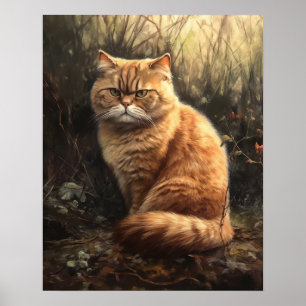 Schattige Exotisch Korthaar Kat Art Print Poster