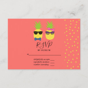 Schattige exotische tropische zomer strand bruilof RSVP kaartje