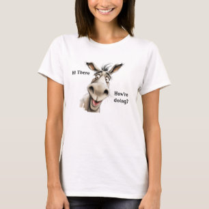 Schattige ezel die hallo zegt, hoe gaat het met je t-shirt