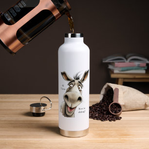 Schattige ezel die hallo zegt, hoe gaat het met je waterfles