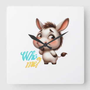 Schattige Ezel voor Kerstmis 2024 - Perfect Gift Vierkante Klok