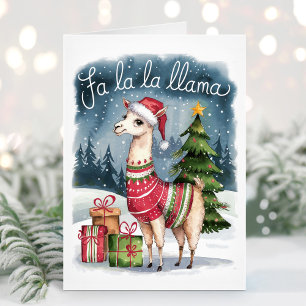 Schattige Fa La La Lama Kerstkaart Feestdagen Kaart