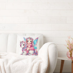 Schattige Fairy Girl en eenhoorn Kussen