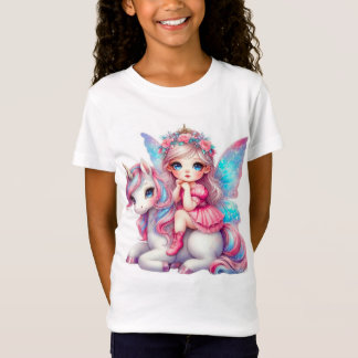 Schattige Fairy Girl en eenhoorn T-shirt