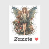 Schattige Fairy Meisje in Bloementuin Sticker (Vel)