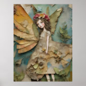 Schattige Fairy Mixed Media Collage Poster (Voorkant)