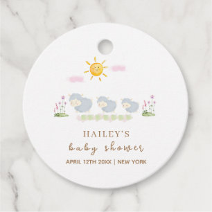 Schattige Familie Schaap Bloementuin Baby shower Bedankjes Labels