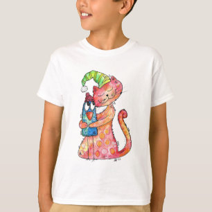 Schattige Fantasie Kat Liefheeft Vogel T-shirt