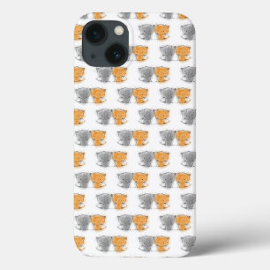 Schattige Fantasie Kittens Oranje en Grijs iPhone 13 Hoesje