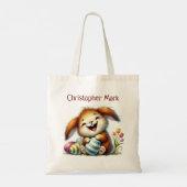 Schattige Fantasie Konijn Paashaas Eierspel Tote Bag (Achterkant)