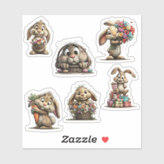 Schattige Fantasie Konijn Pasen Sticker Lente Haas