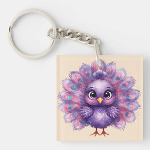 Schattige Fantasie Whimsical Lilac Pauw Sleutelhanger