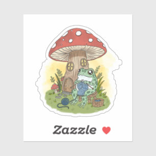 Schattige Fantasievolle Kikker Brei-illustratie Sticker