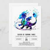 Schattige Fantasy Dragon Digital Boy Verjaardag Kaart (Voorkant / Achterkant)