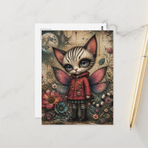 Schattige Fantasy Kat Fee Briefkaart