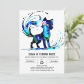 Schattige Fantasy Wolf Digitaal Meisje Verjaardag Kaart (Staand voorkant)