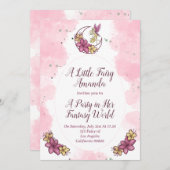 Schattige Fantasyfee op de Maan Feest Uitnodiging (Voorkant / Achterkant)