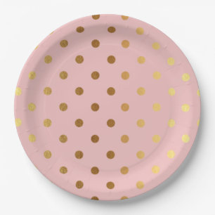 Schattige Faux Gold Polka Dots Flowers Papieren Bordje