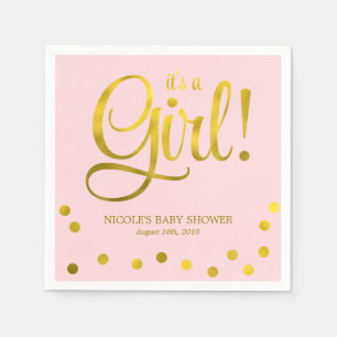Schattige Faux Gouden Folie Confetti Meisje Baby s Servet