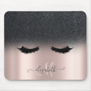 Schattige Faux Lashes Black Glitter Ombre Roos Gol Muismat