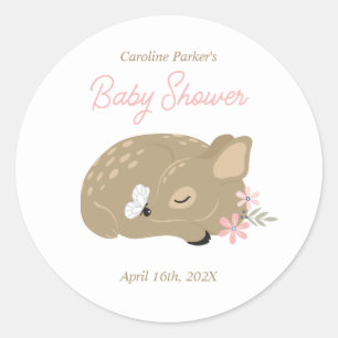 Schattige Fawn Baby shower Classic Round Sticker