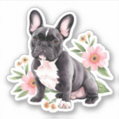 Schattige Fawn Franse Bulldog met Bal Sticker (Voorkant)