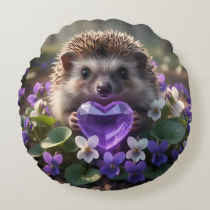 Schattige februari egel met amethist hart rond kussen