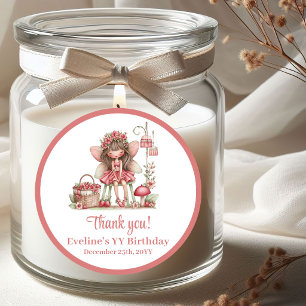 Schattige Fee Blush Bloemen Meisje Verjaardagsfees Ronde Sticker