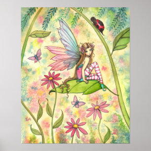 Schattige Fee en Lieveheersbeestje Fantasie Waterv Poster