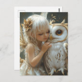 Schattige fee en uil briefkaart (Voorkant / Achterkant)