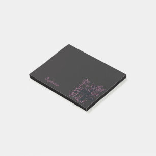 Schattige Fee Paddenstoel en Bloem Zwart & Roze Post-it® Notes