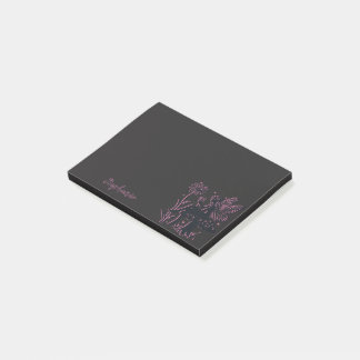 Schattige Fee Paddenstoel en Bloem Zwart & Roze Post-it® Notes