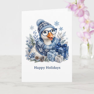 Schattige Feestdag Winter Kerstmis Hanukkah Gans Kaart