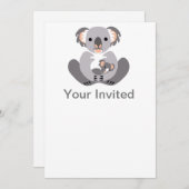 Schattige - Feestdier - Koala - Uitnodiging (Voorkant / Achterkant)