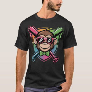 Schattige feestdieren honkbal grappige aap t-shirt