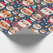 Schattige feestelijk kerstbeestje cadeaupapier (Hoek)