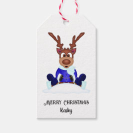 Schattige Feestelijk Kerstrendier Aangepast Cadeaulabel