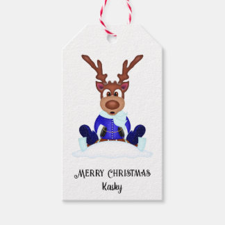 Schattige Feestelijk Kerstrendier Aangepast Cadeaulabel