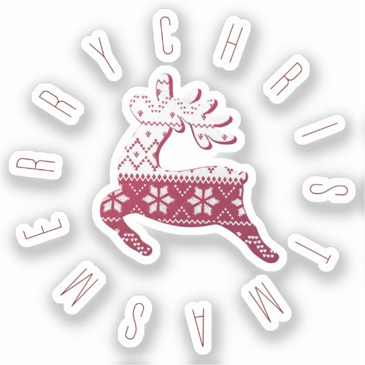 Schattige Feestelijk Rendier Rood & Wit Vrolijk Ke Sticker (Voorkant)