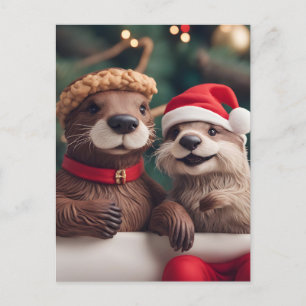 Schattige feestelijke kerstotters briefkaart