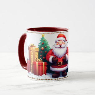 Schattige feestelijke moderne blije Kerstman Kerst Mok