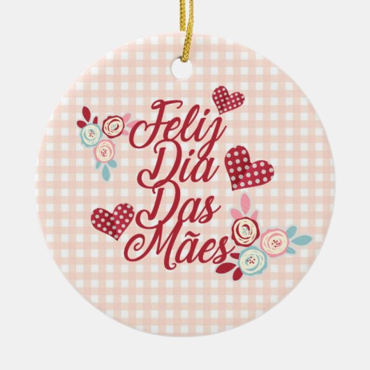 Schattige Feliz Dia Das Mães | Versiering Keramisch Ornament (Voorkant)