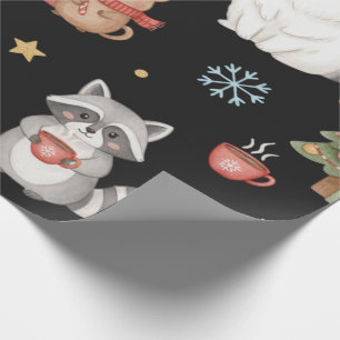 Schattige Festieve Bosdieren & Llama Kerstmis Cadeaupapier