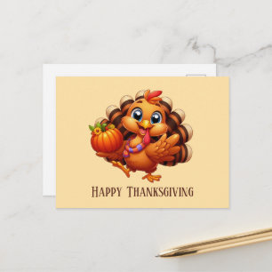 Schattige fijne Thanksgiving pompoen Feestdagenkaart
