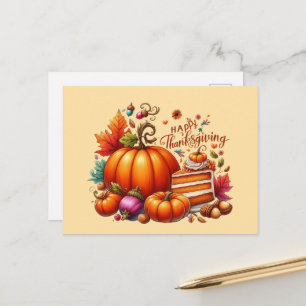 Schattige fijne Thanksgiving pompoen Feestdagenkaart