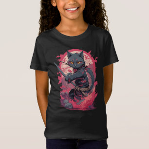 Schattige Fire Splash Black Ninja Cat Warrior T-shirt