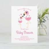 Schattige flamingo Baby shower tropisch strand roz Kaart (Staand voorkant)