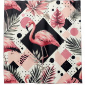 Schattige Flamingo Geometrisch Douchegordijn (Voorkant)
