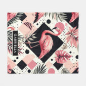 Schattige Flamingo Geometrisch Fleece Deken (Voorkant (Horizontaal))