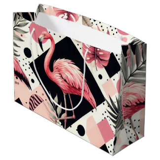 Schattige Flamingo Geometrisch Groot Cadeauzakje